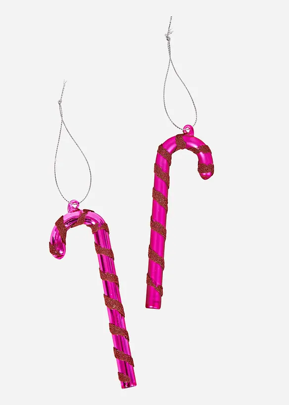Boltze Hängedeko Zuckerstangen (2er Pack) in pink von vorne - Boltze Home Collections