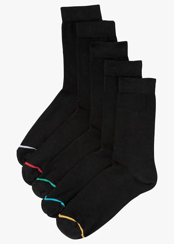 Socken mit Bio-Baumwolle (5er Pack) in schwarz von vorne - bonprix