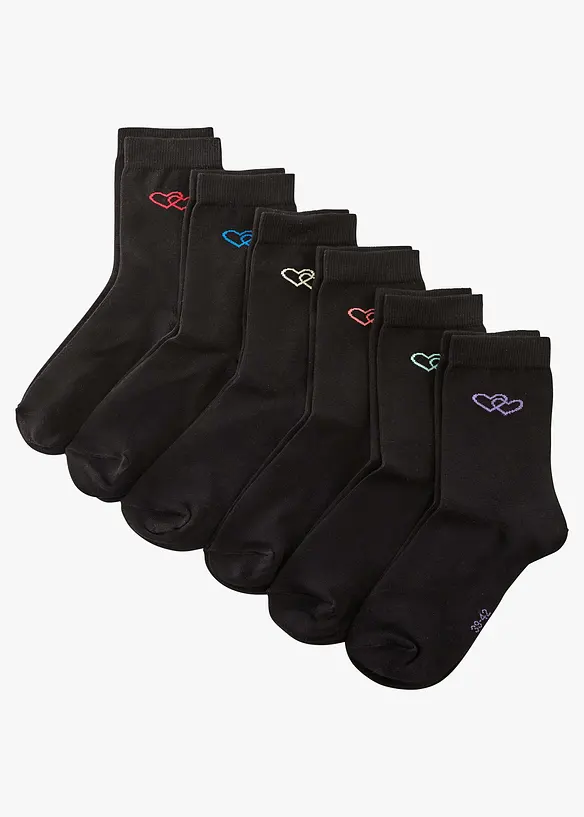 Socken mit Bio-Baumwolle (6er Pack) in schwarz von vorne - bonprix
