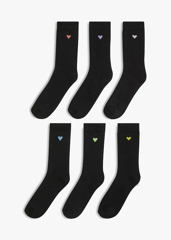 Thermo Socken mit Bio-Baumwolle (6er Pack) in schwarz von vorne - bonprix
