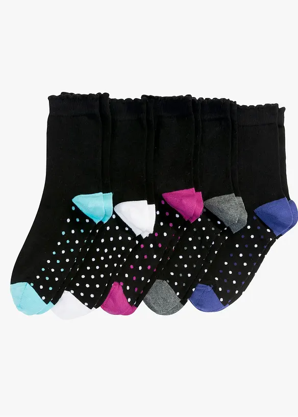 Socken mit Bio-Baumwolle (5er Pack) in schwarz von vorne - bonprix