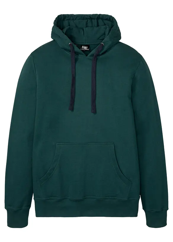 Hoodie aus reiner Baumwolle in grün von vorne - bonprix