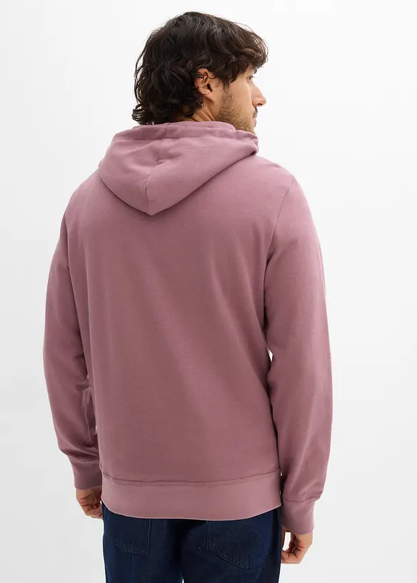 Hoodie aus reiner Baumwolle in lila von hinten (im Anschnitt) - bonprix
