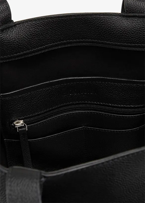 Ledershopper mit Faltendetail in schwarz geöffnet - bonprix
