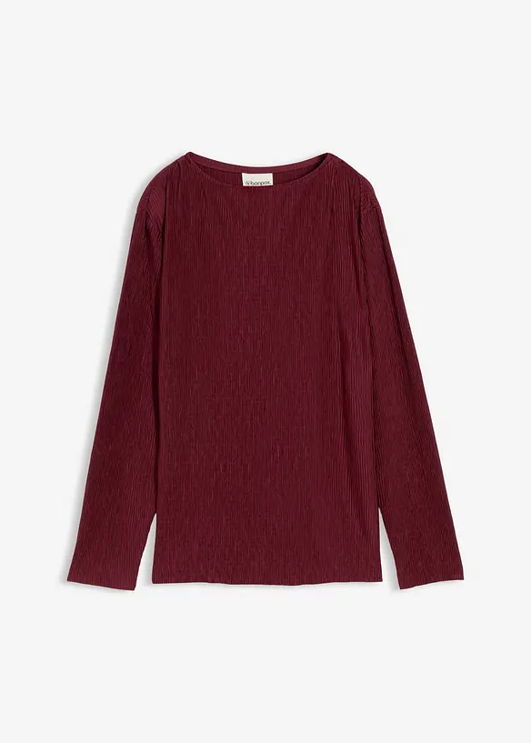 Langarmshirt mit Struktureffekt in rot von vorne - bonprix