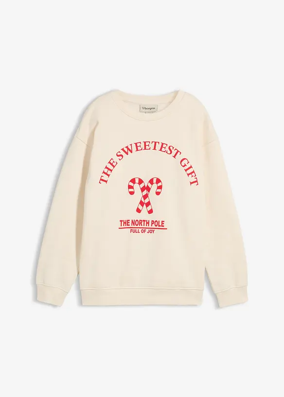 Umstands-und Stillsweatshirt aus weicher Bio-Baumwolle in beige von vorne - bonprix