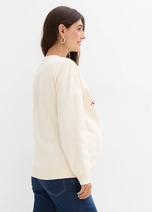 Umstands-und Stillsweatshirt aus weicher Bio-Baumwolle in beige von hinten (im Anschnitt) - bonprix