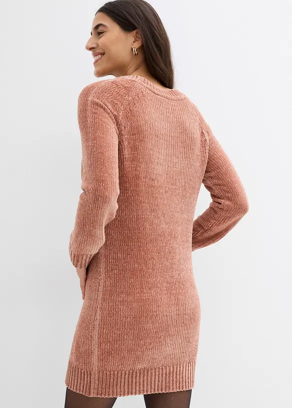 Oversize-Kleid in Strick in braun von hinten (Totalaufnahme) - bonprix