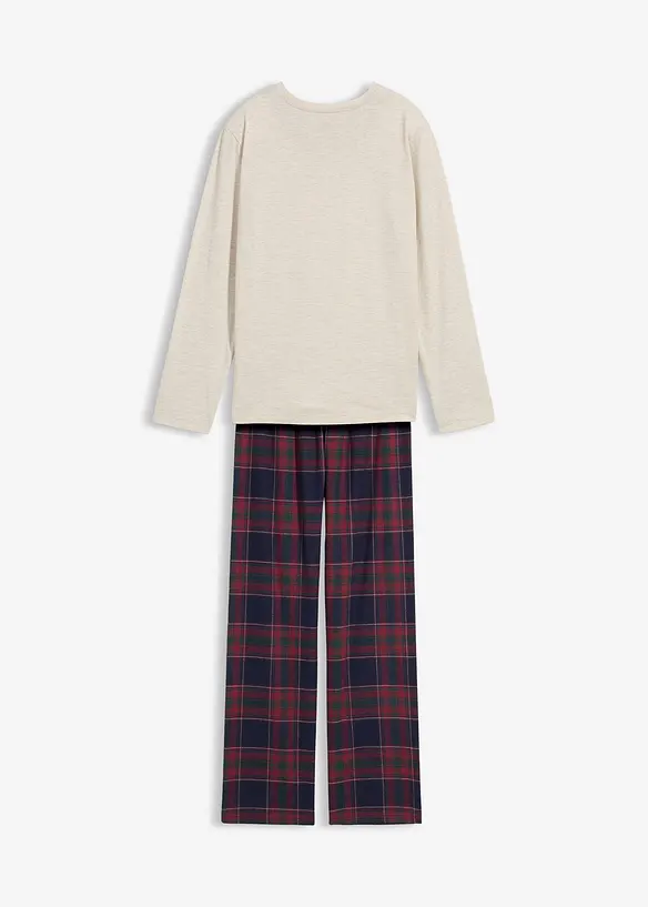 Kinder Pyjama mit Flanellhose aus weicher Baumwolle in weiß von hinten - bonprix Kinder Pyjama mit Flanellhose aus weicher Baumwolle in weiß von hinten - bonprix