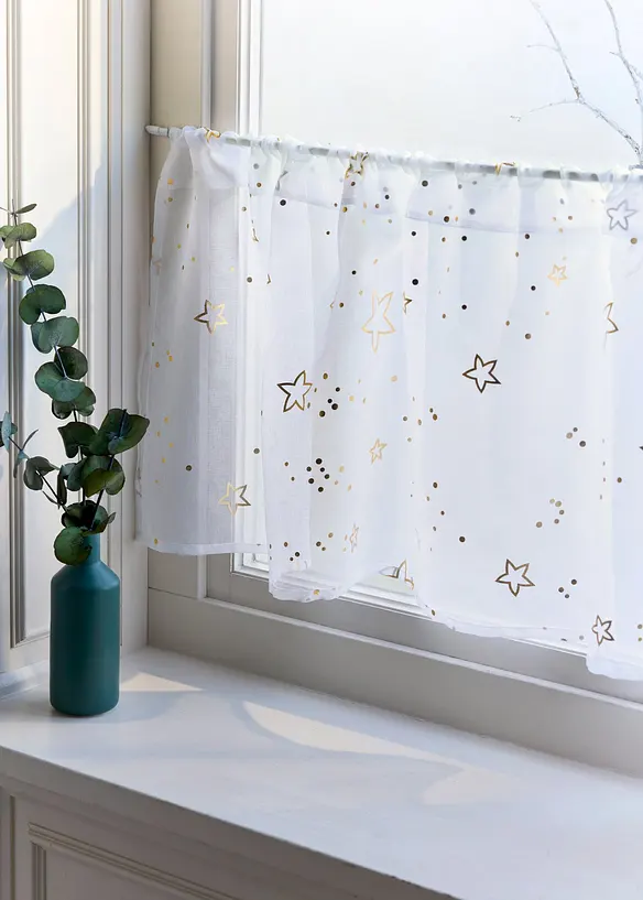 Scheibengardine mit Glanz Sternen in gold (Ambiente) - bonprix