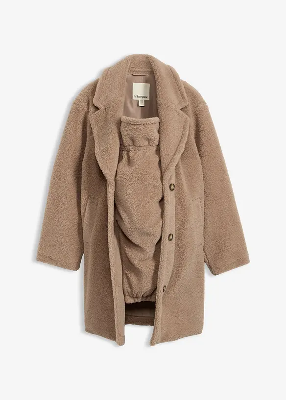 2-in-1 Umstandsmantel mit Trageeinsatz in braun von vorne - bonprix