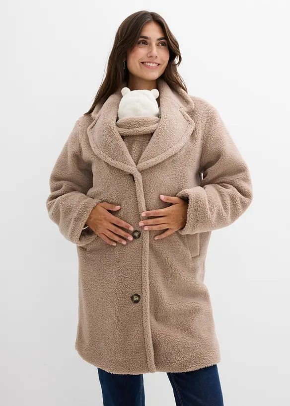 2-in-1 Umstandsmantel mit Trageeinsatz in braun von vorne (Totalaufnahme) - bonprix