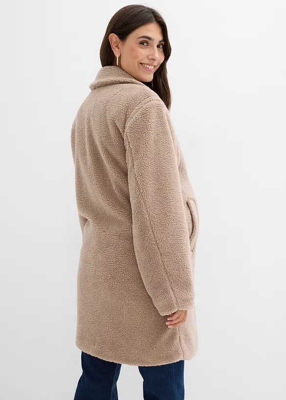 2-in-1 Umstandsmantel mit Trageeinsatz in braun von hinten (Totalaufnahme) - bonprix
