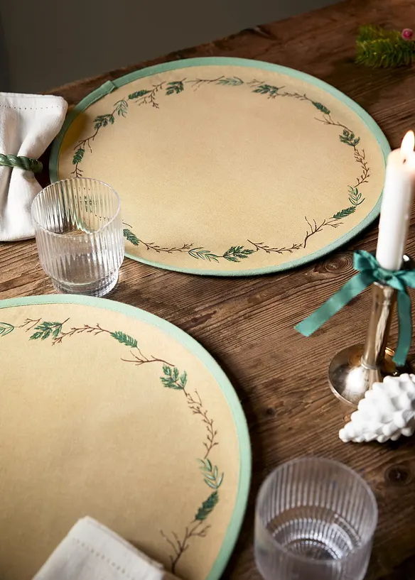 Tischsets aus Bio Baumwolle (2er Pack) in beige (Ambiente) - bonprix