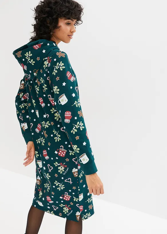 Sweatkleid aus Baumwoll-Mix in grün von hinten (Totalaufnahme) - bonprix Sweatkleid aus Baumwoll-Mix in grün von hinten (Totalaufnahme) - bonprix