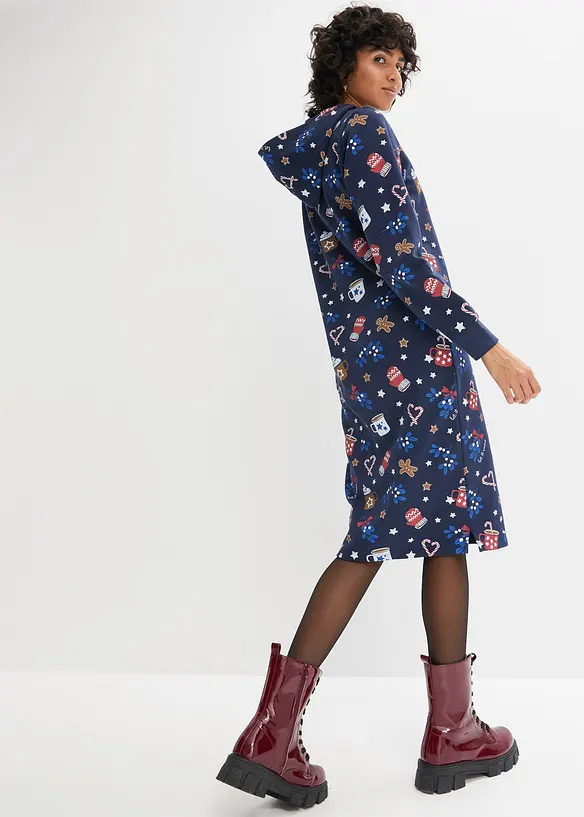 Sweatkleid aus Baumwoll-Mix in blau von hinten (Totalaufnahme) - bonprix Sweatkleid aus Baumwoll-Mix in blau von hinten (Totalaufnahme) - bonprix