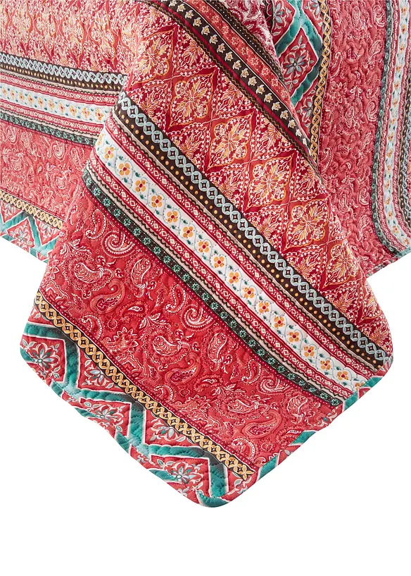 Tagesdecke mit Streifen in rot (Detailaufnahme) - bonprix