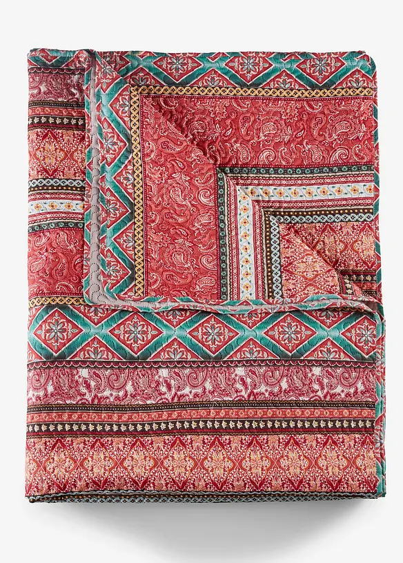 Tagesdecke mit Streifen in rot von vorne - bonprix