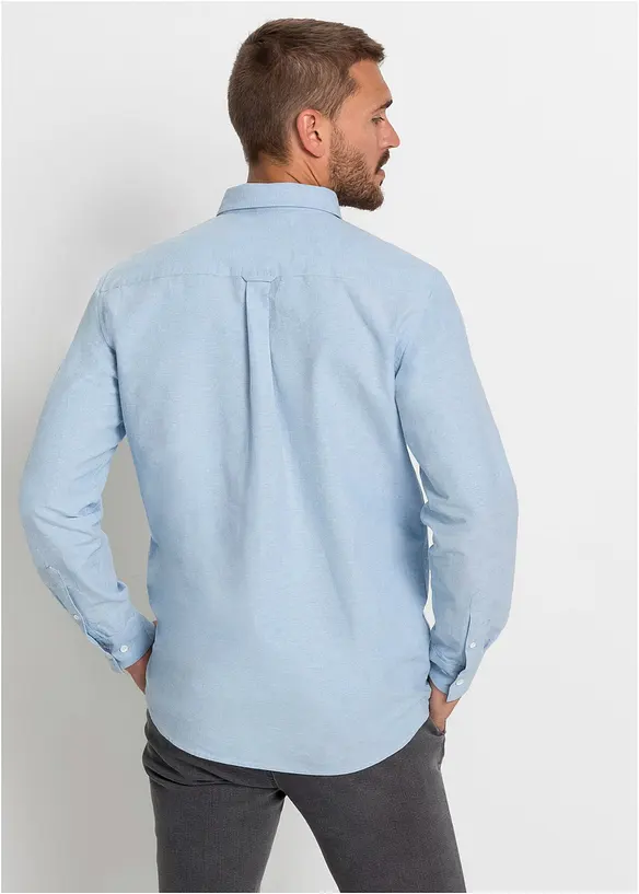 Business-Oxfordhemd aus Baumwolle in Regular-Fit in blau von hinten (im Anschnitt) - bonprix