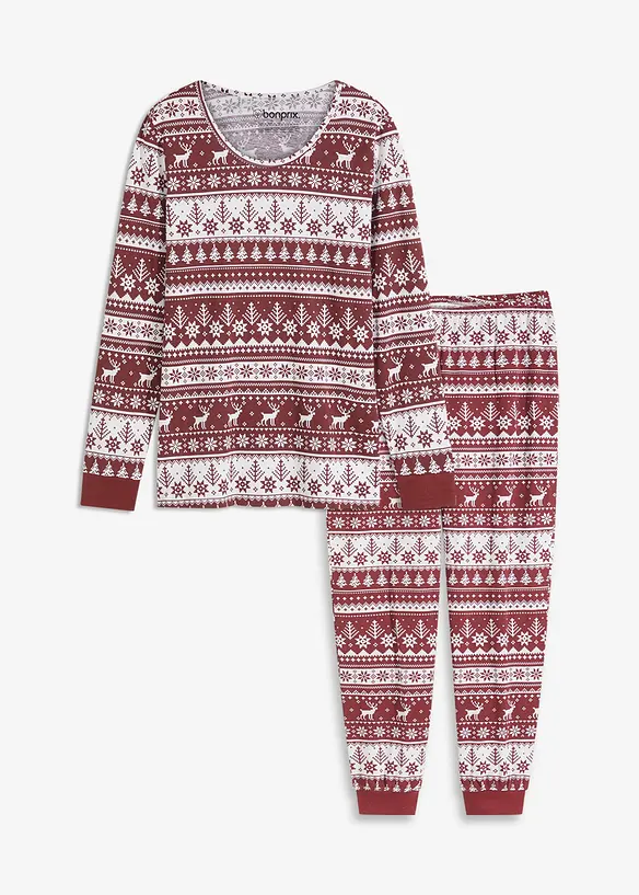 Pyjama aus reiner Bio-Baumwolle in rot von vorne - bonprix