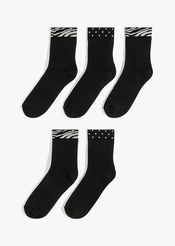 Thermo Halbsocken mit Bio-Baumwolle (5er Pack) in schwarz von vorne - bonprix