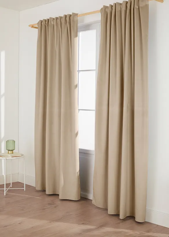 Thermo-Verdunkelungsvorhang mit samtiger Oberfläche (1er Pack) in beige - bonprix
