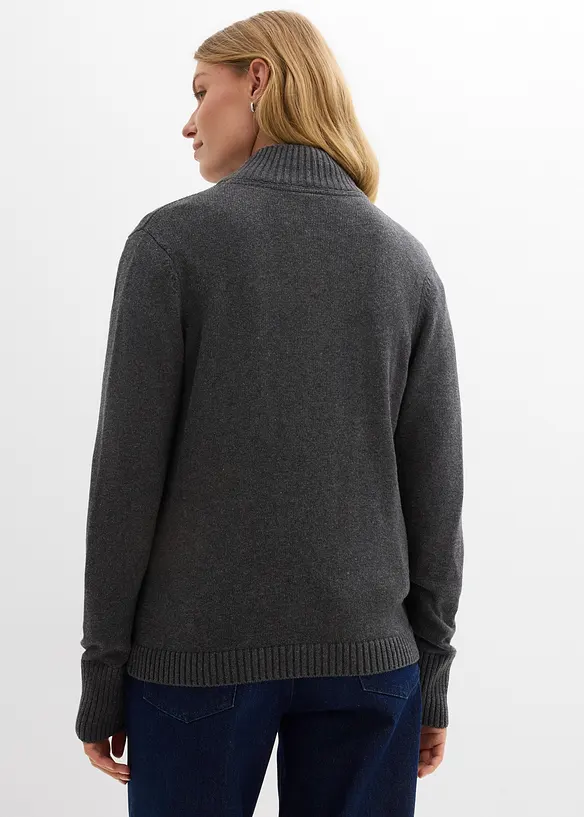 Strickjacke aus reiner Bio-Baumwolle in grau von hinten (im Anschnitt) - bonprix