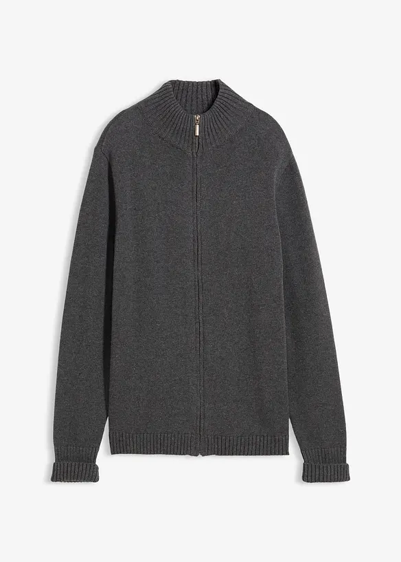 Strickjacke aus reiner Bio-Baumwolle in grau von vorne - bonprix