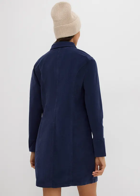 Figurbetontes Cordkleid in blau von hinten (Totalaufnahme) - bonprix Figurbetontes Cordkleid in blau von hinten (Totalaufnahme) - bonprix