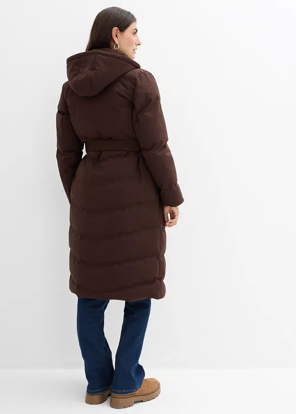 Warmer 2-in-1 Umstands-Steppmantel mit Trageeinsatz in braun von hinten (Totalaufnahme) - bonprix Warmer 2-in-1 Umstands-Steppmantel mit Trageeinsatz in braun von hinten (Totalaufnahme) - bonprix