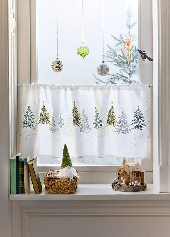 Scheibengardine mit Tannenbaum-Stickerei in weiß (Ambiente) - bonprix