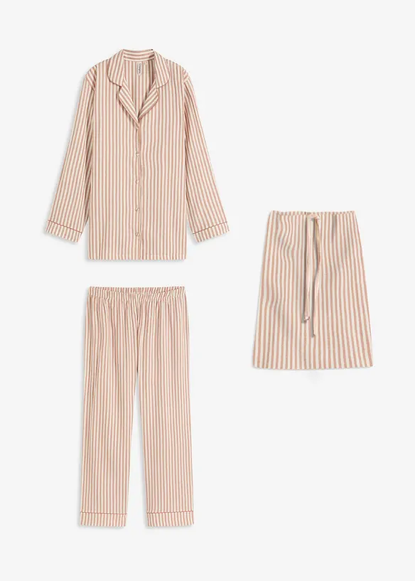 Gewebter Flanell Pyjama mit Geschenktasche in braun von vorne - bonprix