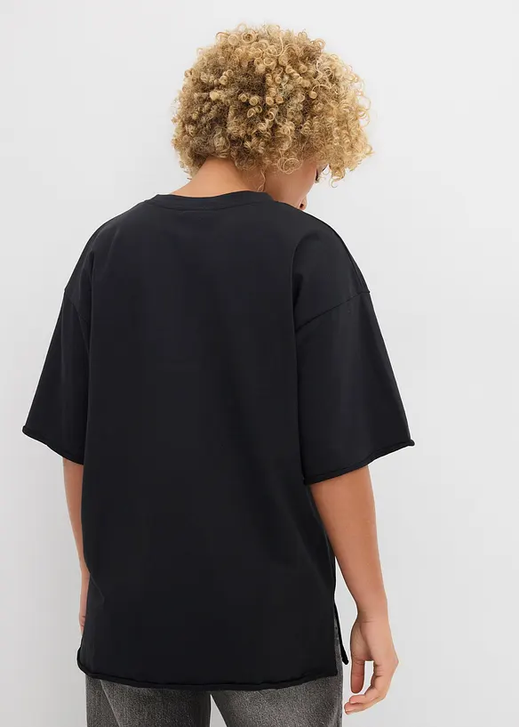 Long-Sweatshirt aus reiner Baumwolle in schwarz von hinten (im Anschnitt) - bonprix