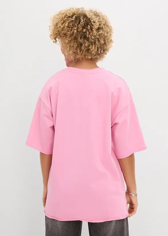 Long-Sweatshirt aus reiner Baumwolle in rosa von hinten (im Anschnitt) - bonprix