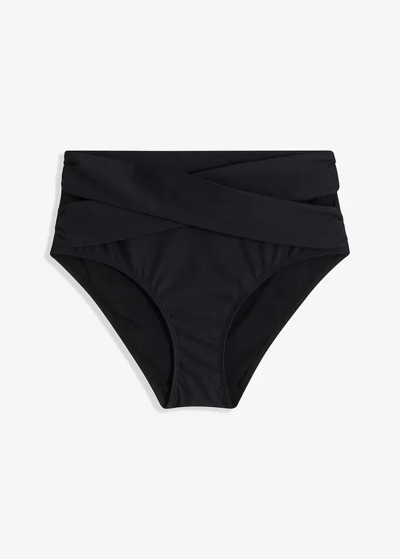 Light Shape-Bikinihose mit Wickel-Optik in schwarz von vorne - bonprix