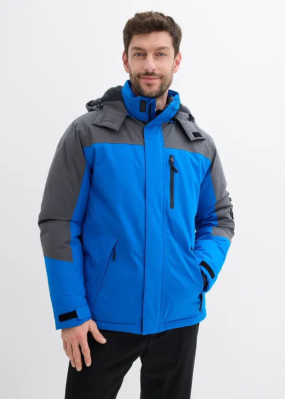 Wasserdichte Funktionsjacke in blau von vorne (im Anschnitt) - bonprix