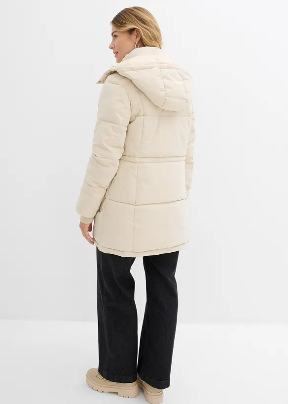 Winterjacke mit verstellbarem Taillenbündchen in beige von hinten (im Anschnitt) - bonprix