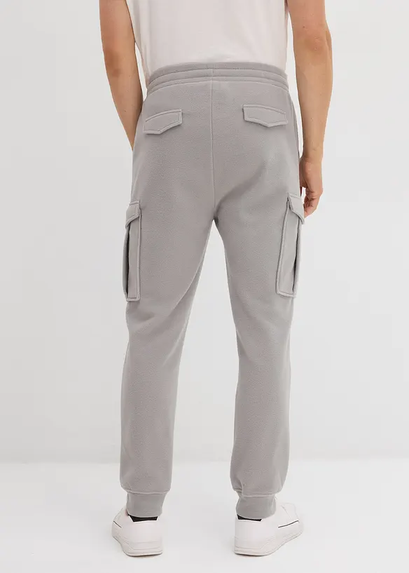 Fleece-Cargohose in Regular-Fit in grau von hinten - bonprix