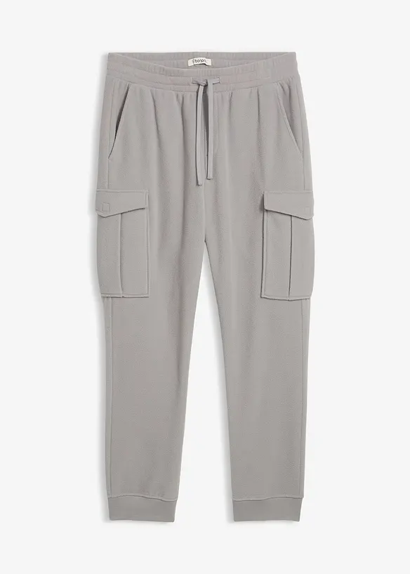 Fleece-Cargohose in Regular-Fit in grau von vorne - bonprix