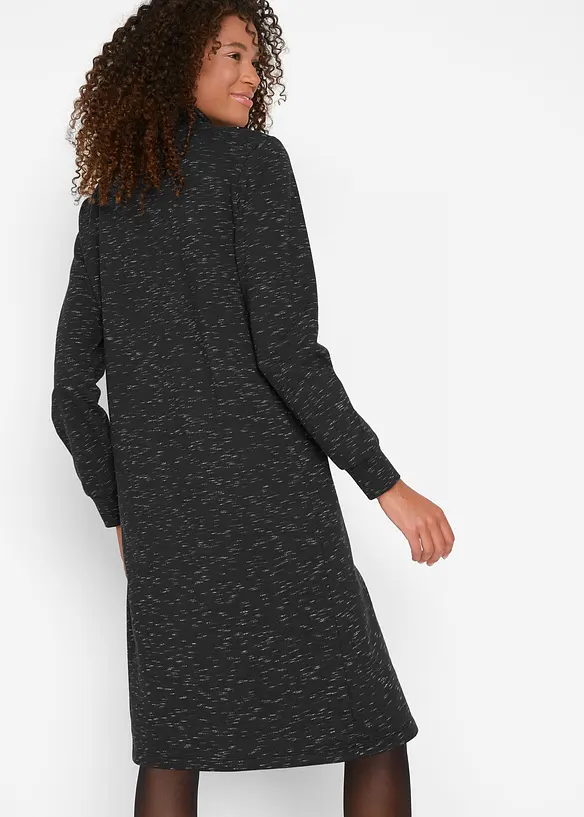 Sweatkleid mit Troyer in schwarz von hinten (Totalaufnahme) - bonprix