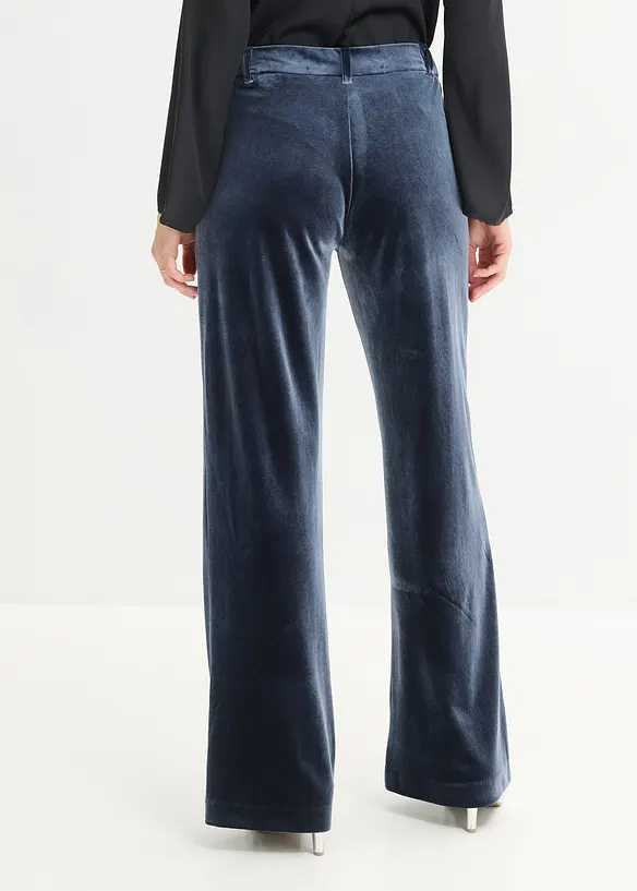 Hose aus softem Samt in blau von hinten - bonprix