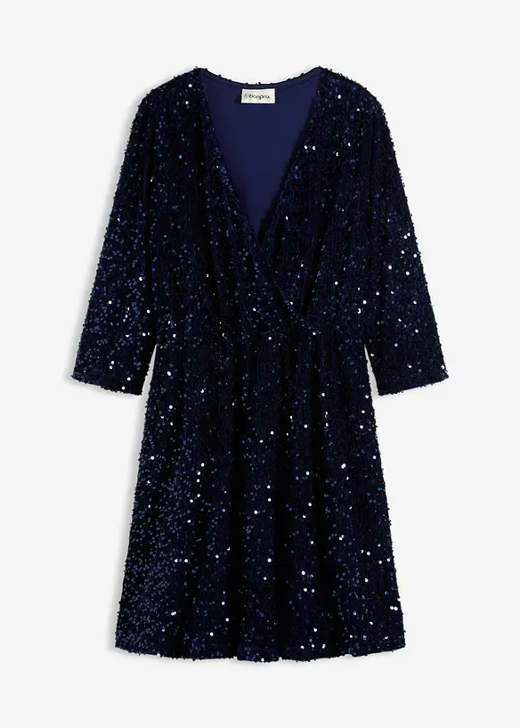 Paillettenkleid in blau von vorne - bonprix
