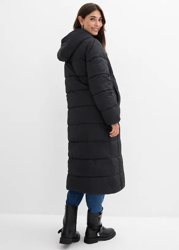 Warmer 2-in-1 Umstands-Puffermantel mit Trageeinsatz in schwarz von hinten (Totalaufnahme) - bonprix
