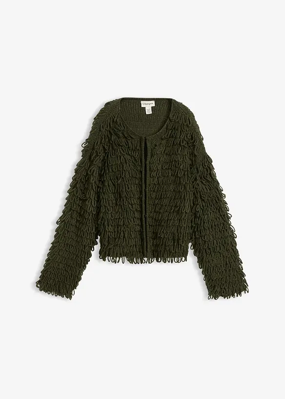 Grobstrickjacke in grün von vorne - bonprix
