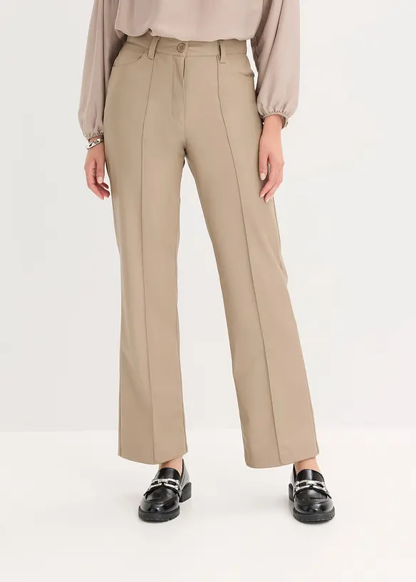 Lederimitat-straight Leg Hose mit Biese in braun von vorne - bonprix