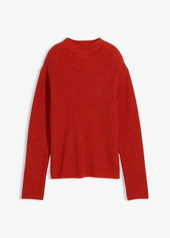 Rippstrickpullover aus reiner Bio-Baumwolle in orange von vorne - bonprix Rippstrickpullover aus reiner Bio-Baumwolle in orange von vorne - bonprix