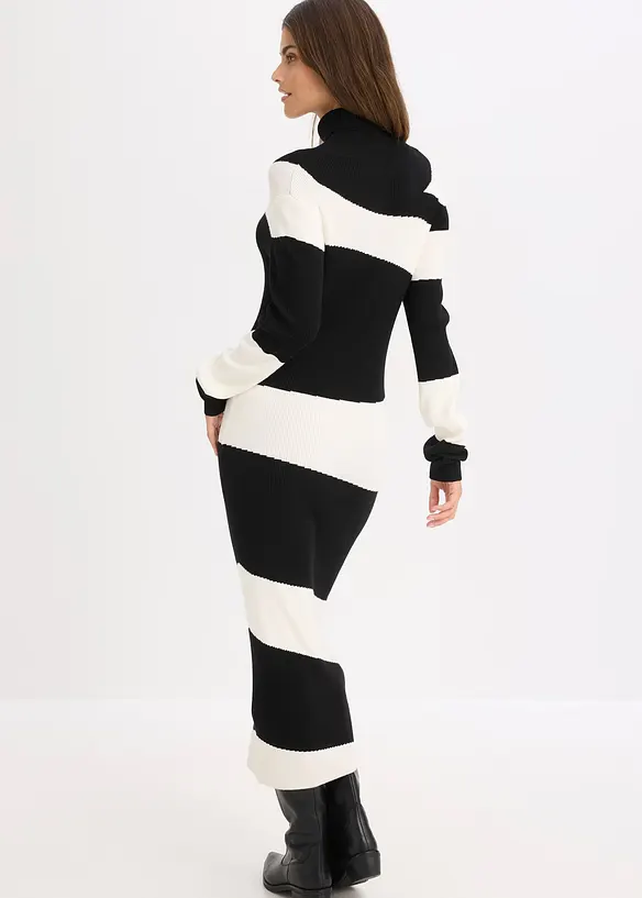 Strickkleid in schwarz von hinten (Totalaufnahme) - bonprix