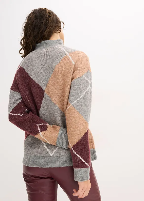 Oversize-Pullover in grau von hinten (im Anschnitt) - bonprix
