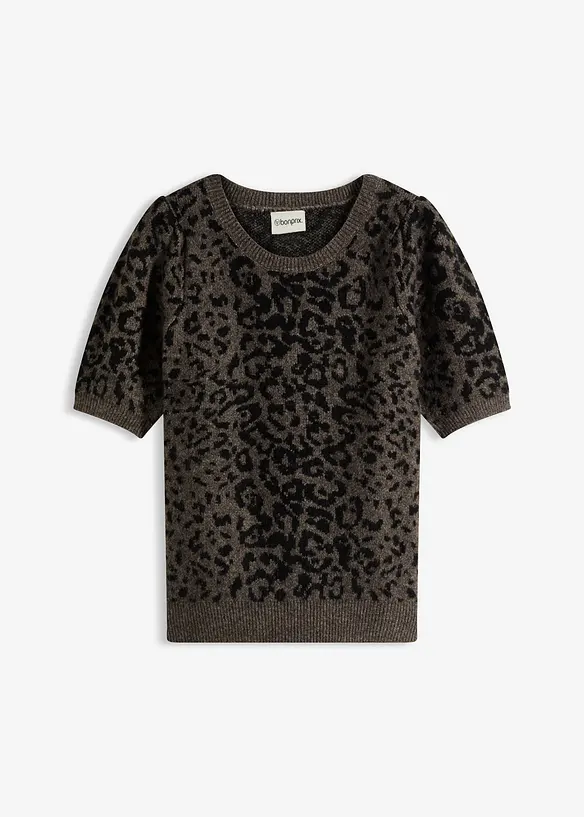 Pullover mit Ballonärmeln in braun von vorne - bonprix