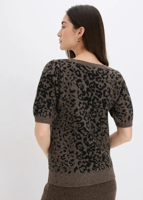 Pullover mit Ballonärmeln in braun von hinten (im Anschnitt) - bonprix